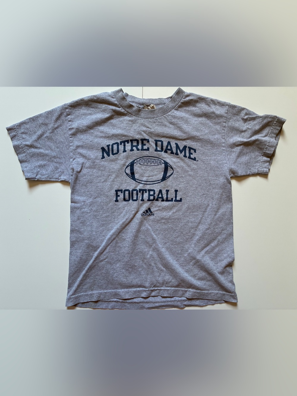 Vintage Grey Adidas Notre Dame Fighting Irish Football T-Shirt - Medium